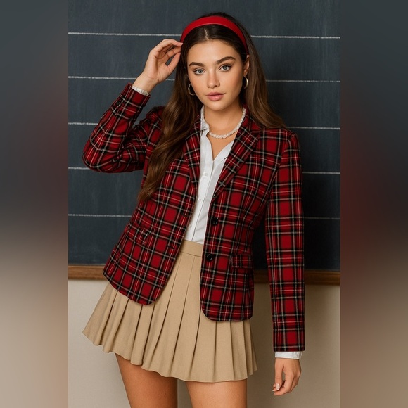 J Crew Tartan Plaid Two Button Blazer Women Size 6 Preppy Casual School Teacher - Picture 1 of 8
